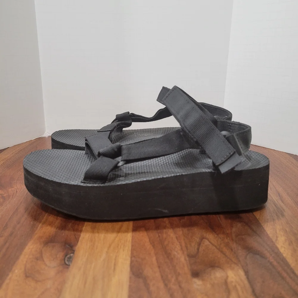 Teva Black Platform Sport Sandals